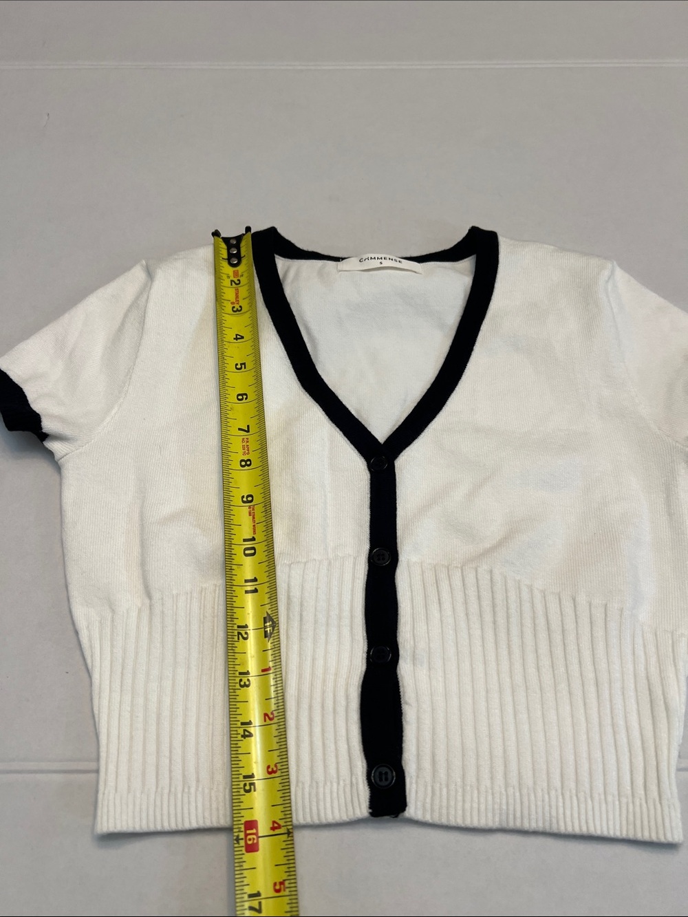 Commense Cream Knit Two-Piece Skirt Set with Black Trim - Picture 6 of 14